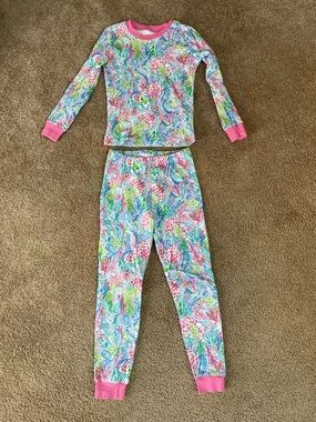 Lilly Pulitzer Multicolor Sea-Life Print Kids Pajama Set with Pink Trim